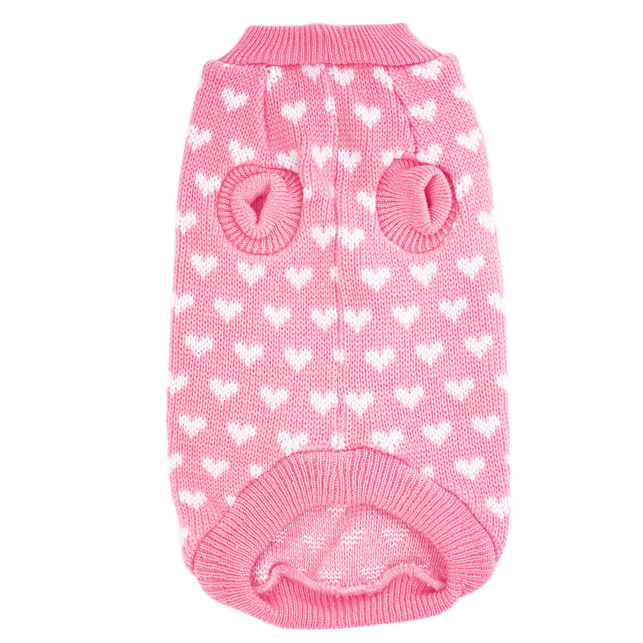 Pink Heart Knit Dog Sweater