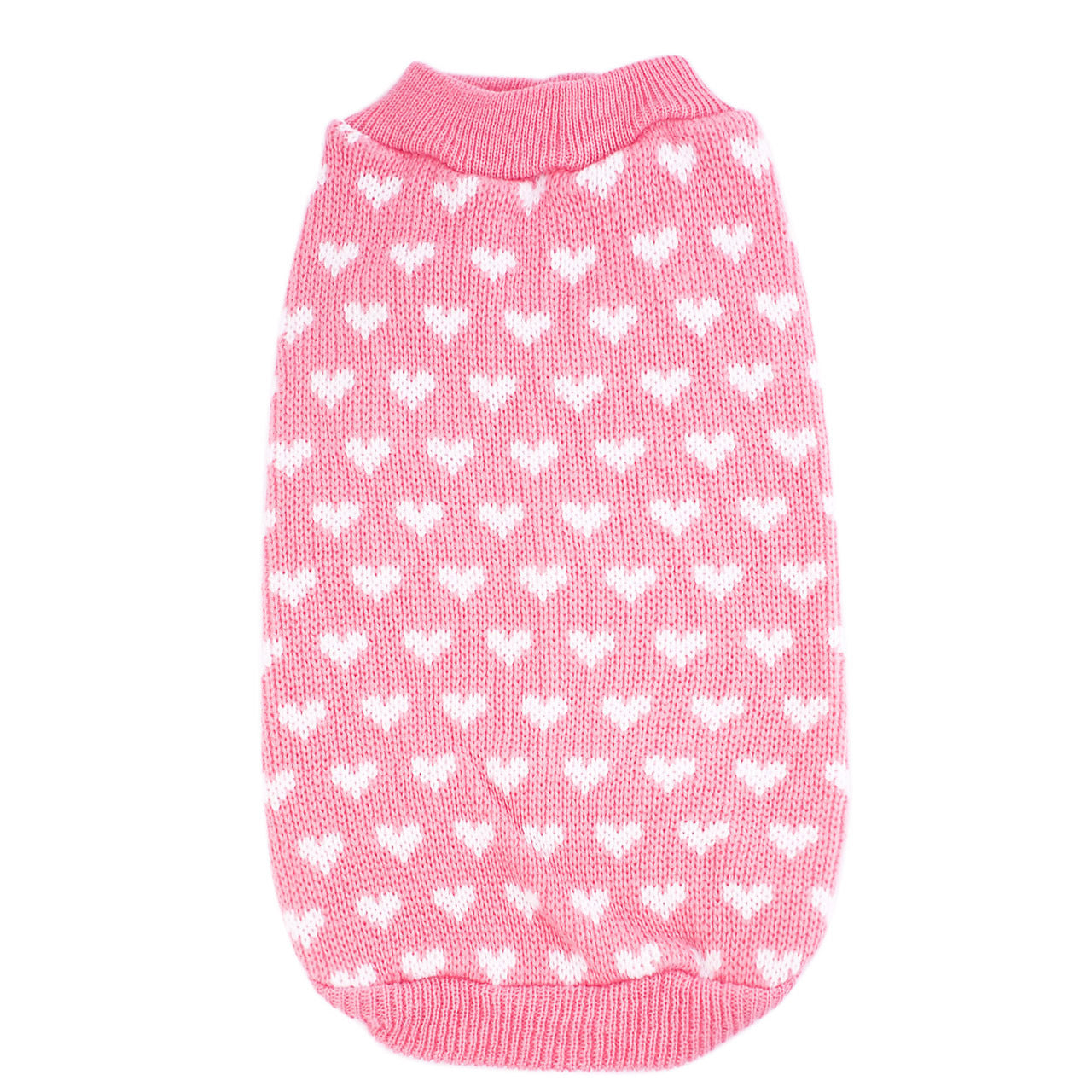 Pink Heart Knit Dog Sweater
