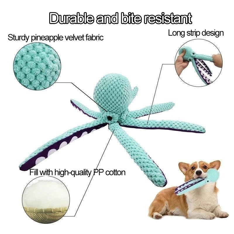 Squeaky Octopus Plush Toy