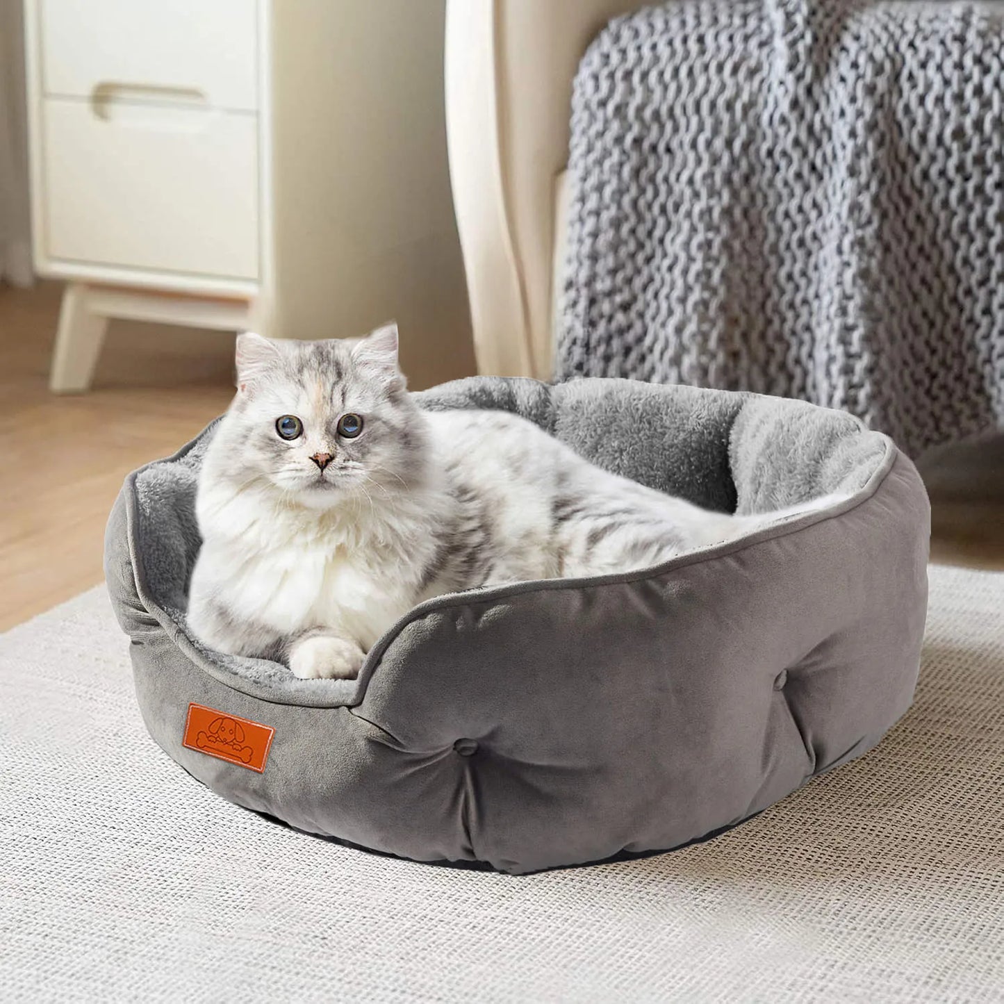 Sherpa Fleece Round Yorkie Bed