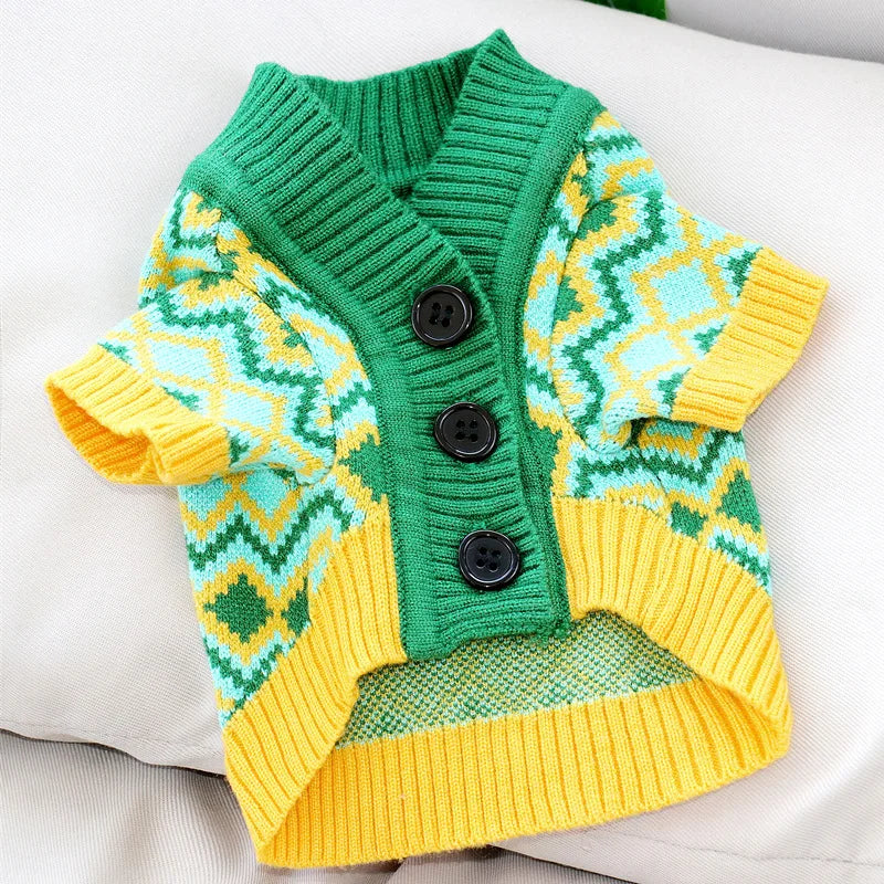 Vintage Bear Button Yorkie Cardigan