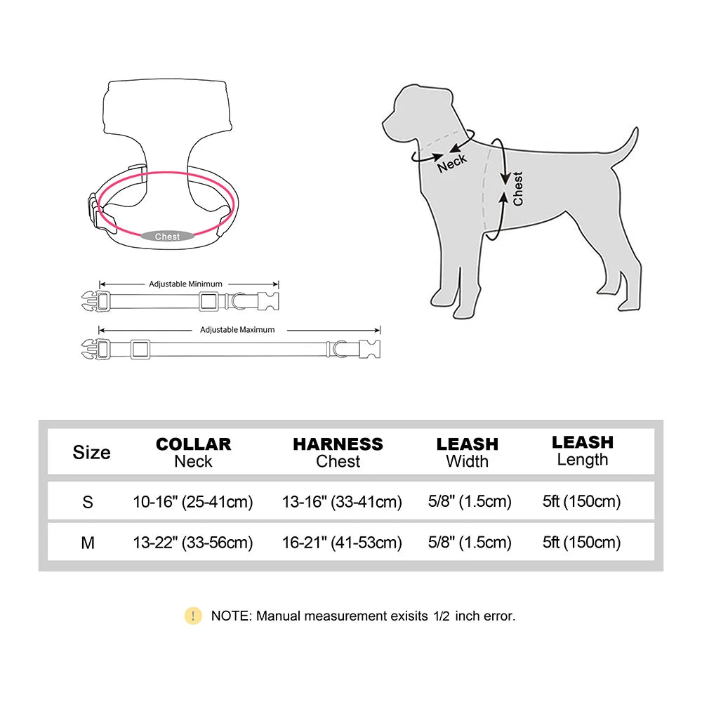Velvet Harness Collar Leash Set with Bowtie