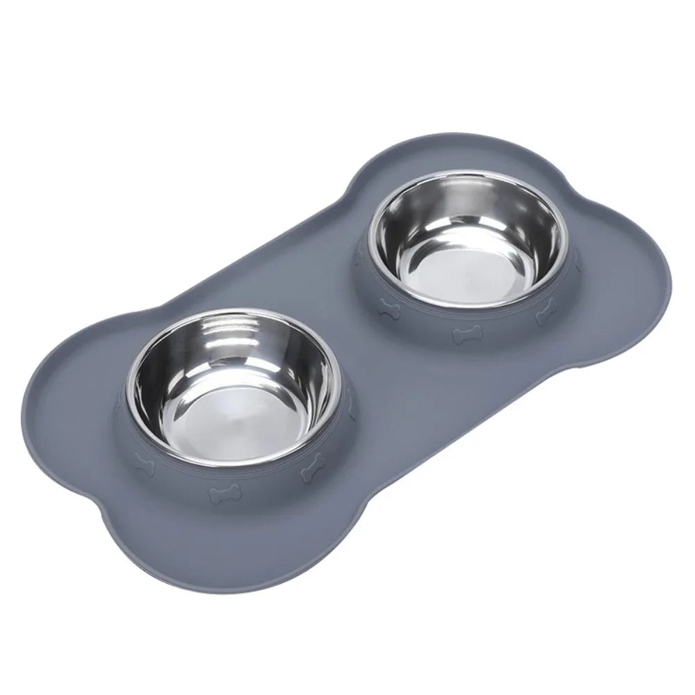 Dog Bowls with Silicone Mat