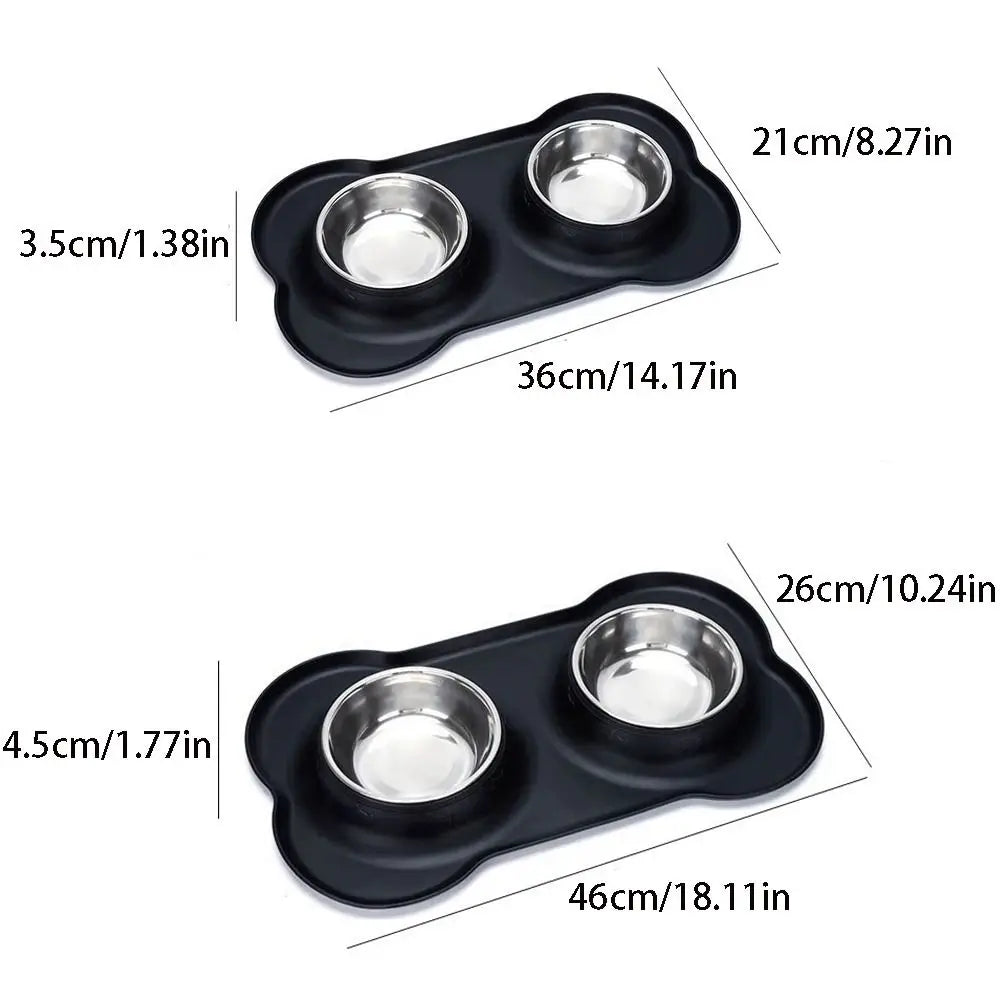 Dog Bowls with Silicone Mat