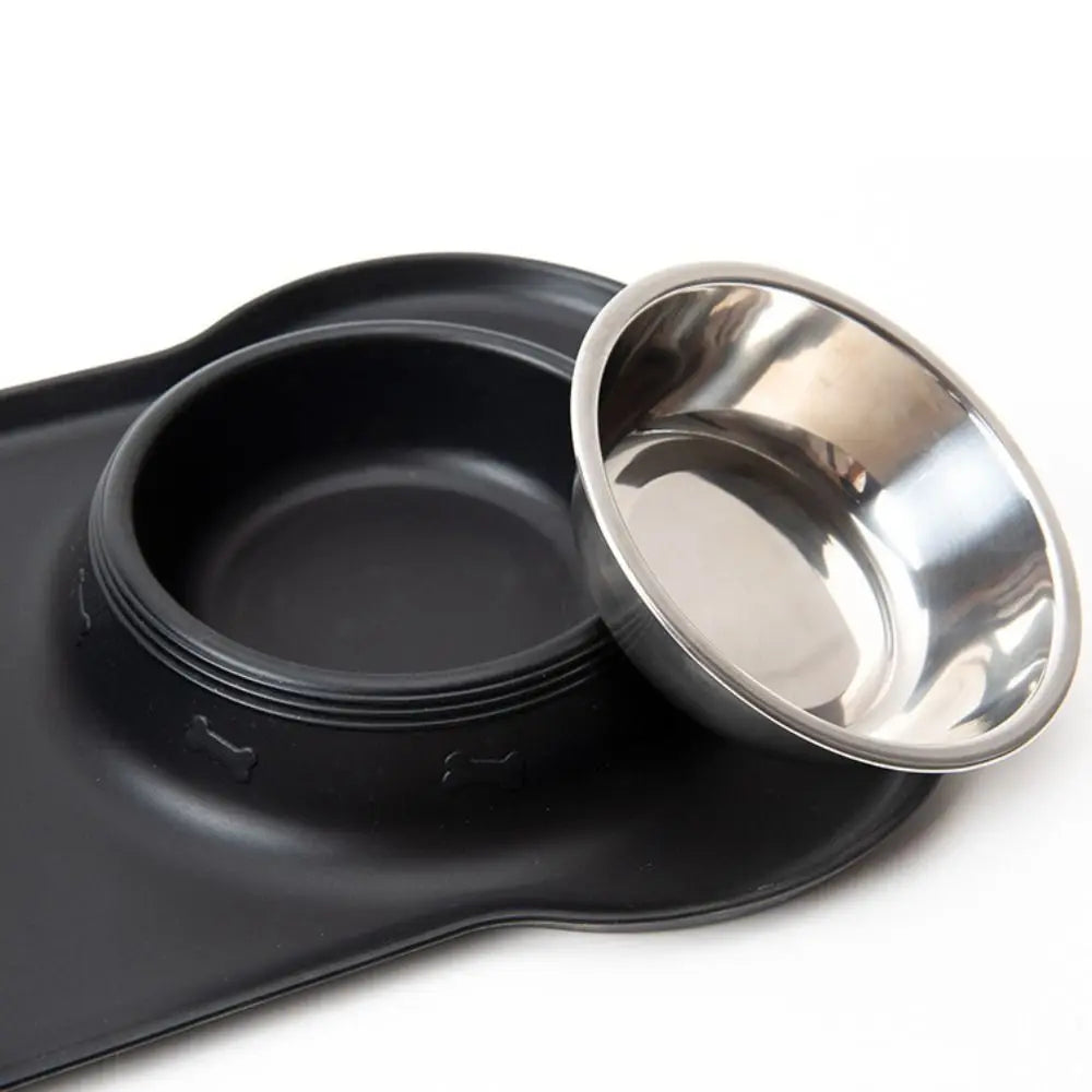 Dog Bowls with Silicone Mat