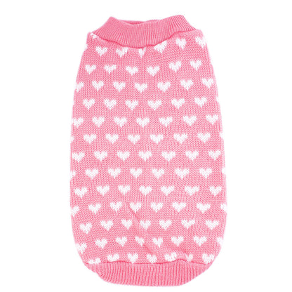 Pink Heart Knit Dog Sweater