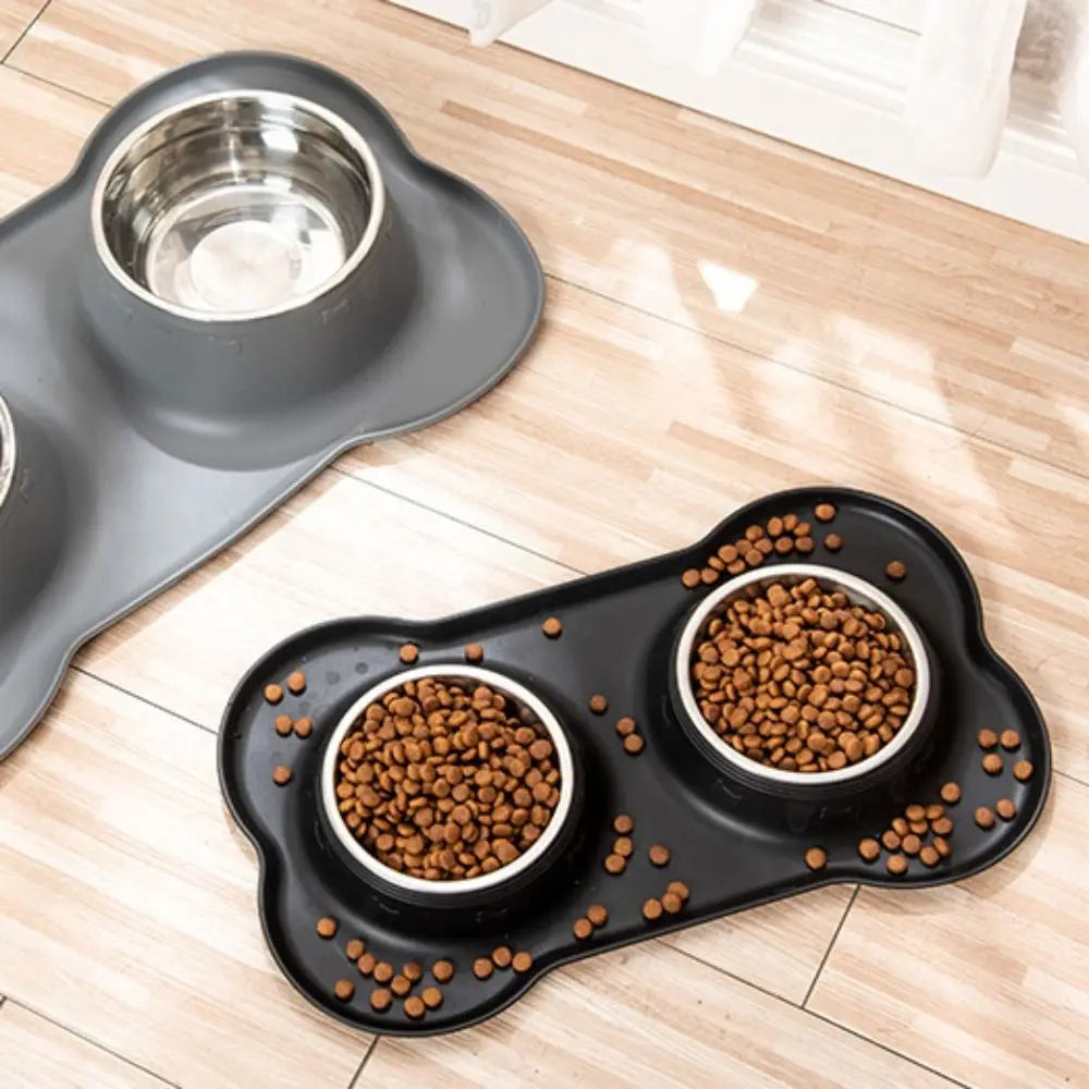 Dog Bowls with Silicone Mat