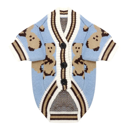 Vintage Bear Button Yorkie Cardigan