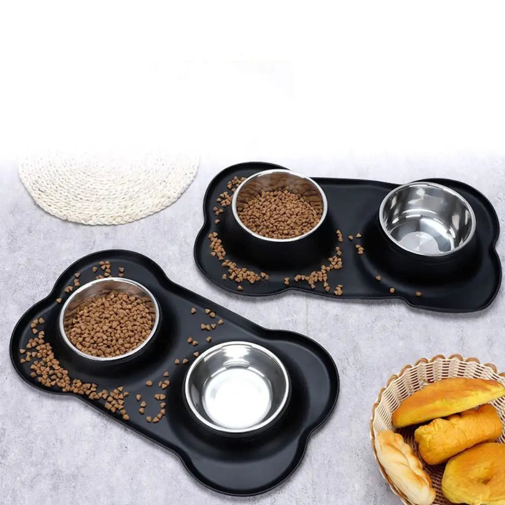 Dog Bowls with Silicone Mat