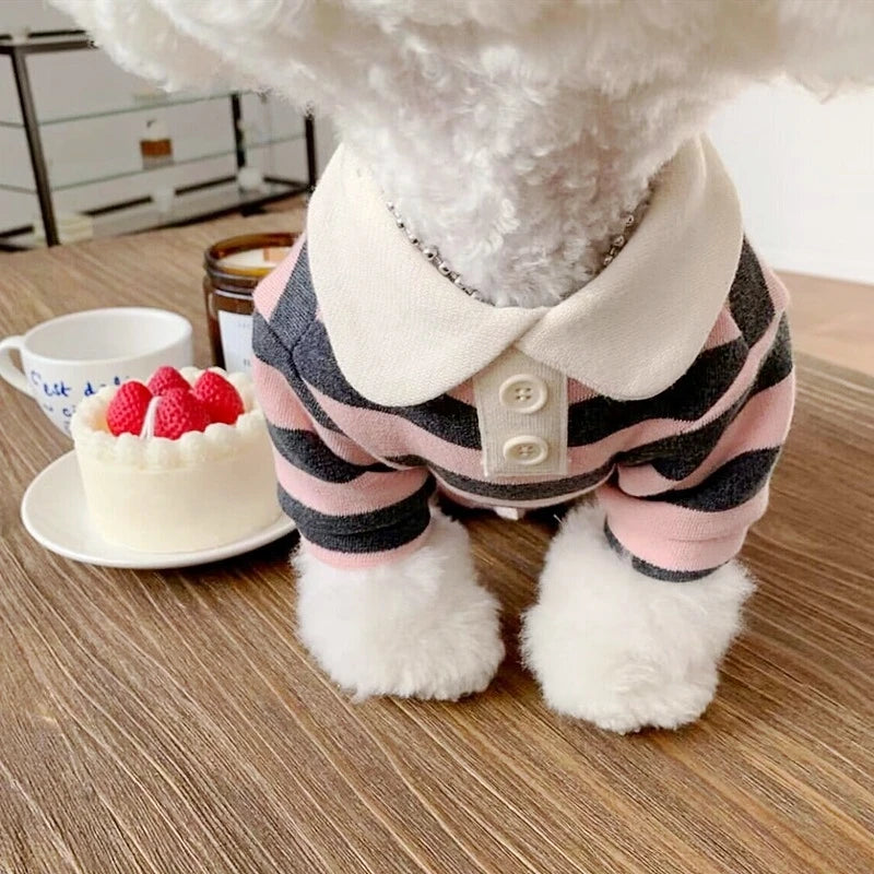 Navy Stripe Polo Dog Shirt