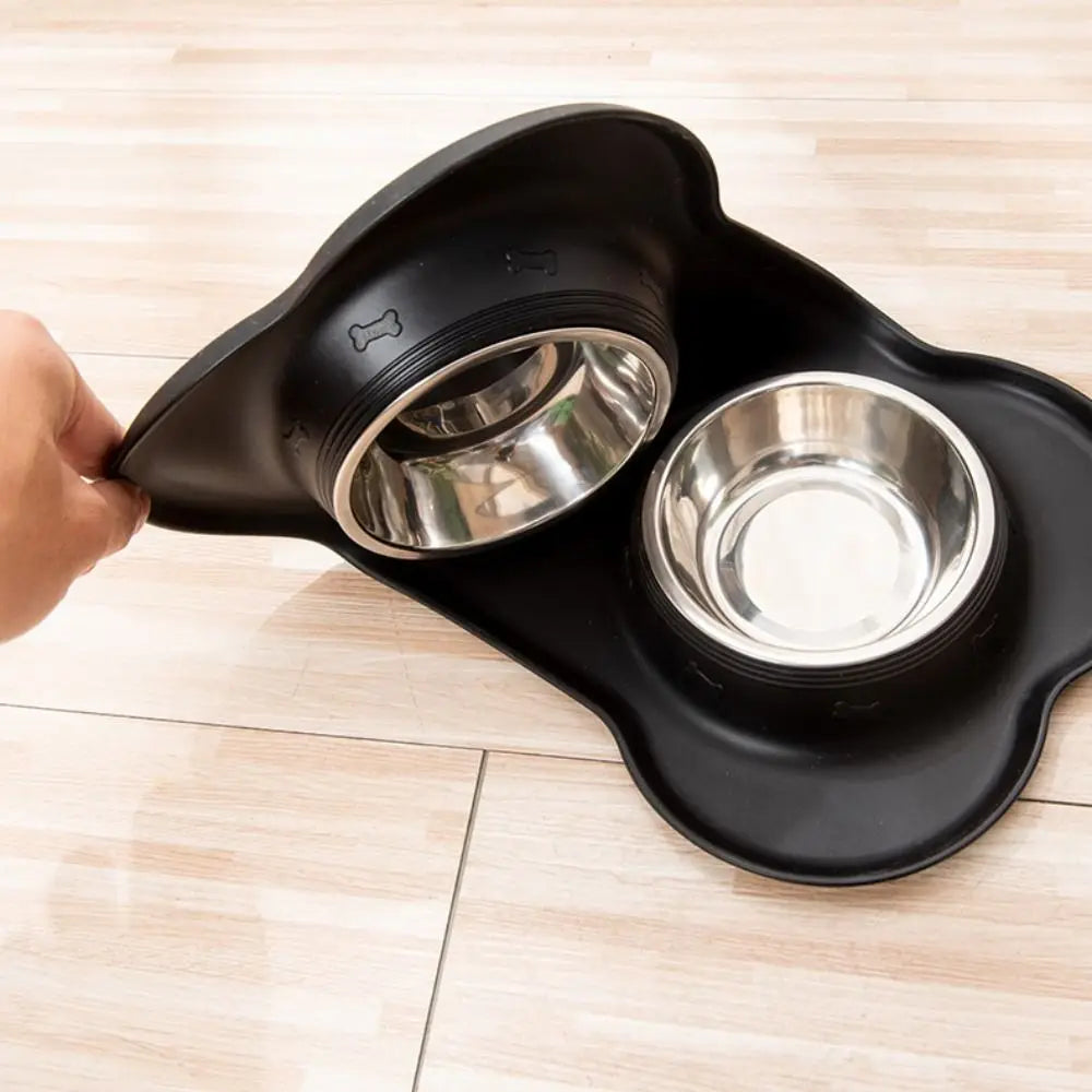 Dog Bowls with Silicone Mat