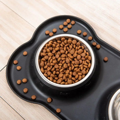 Dog Bowls with Silicone Mat