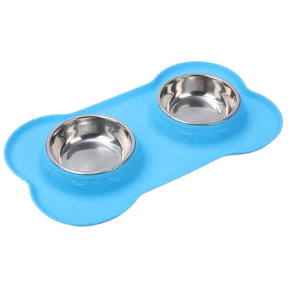 Dog Bowls with Silicone Mat