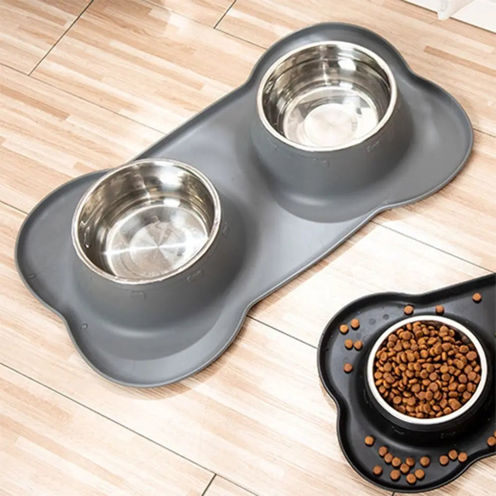 Dog Bowls with Silicone Mat