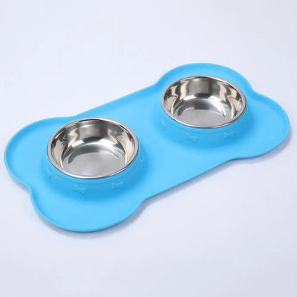 Dog Bowls with Silicone Mat