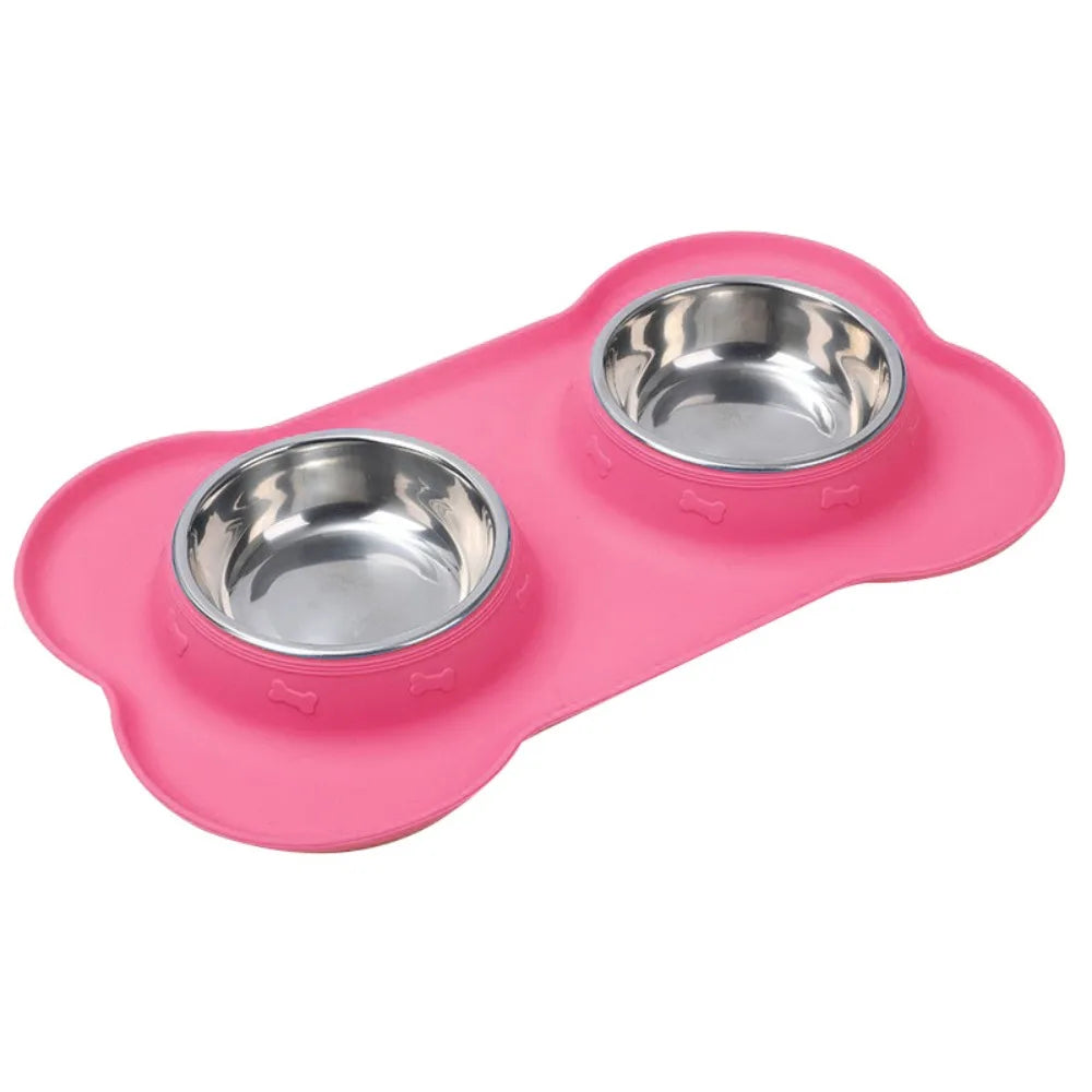 Dog Bowls with Silicone Mat