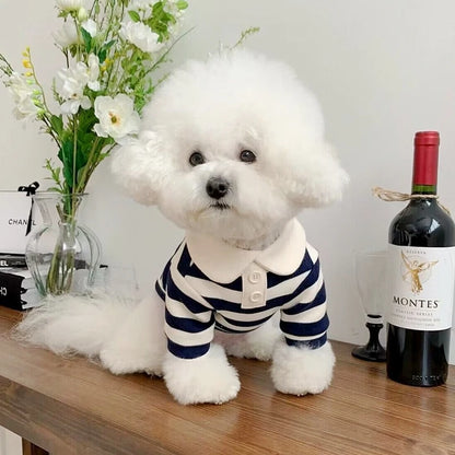 Navy Stripe Polo Dog Shirt