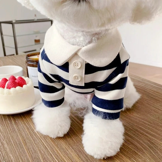 Navy Stripe Polo Dog Shirt