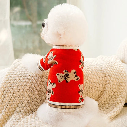Vintage Bear Button Yorkie Cardigan
