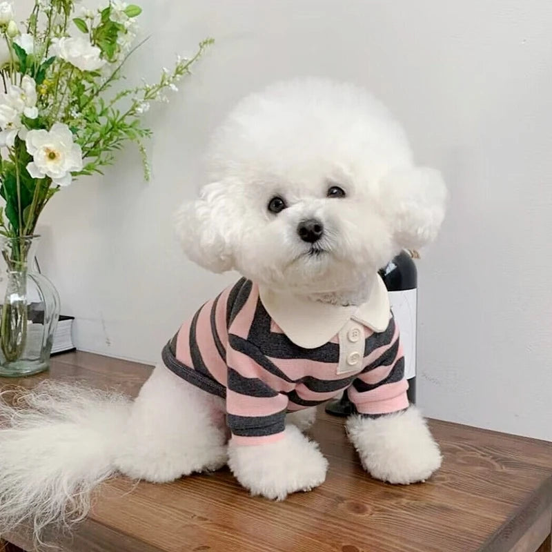 Navy Stripe Polo Dog Shirt