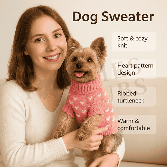 Pink Heart Knit Dog Sweater