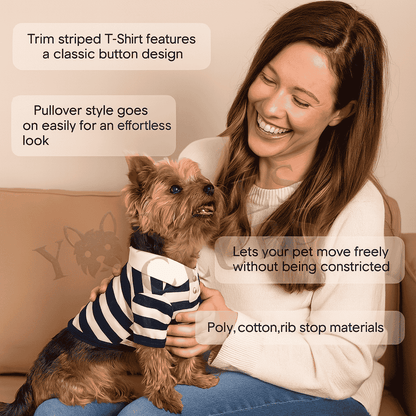 Navy Stripe Polo Dog Shirt