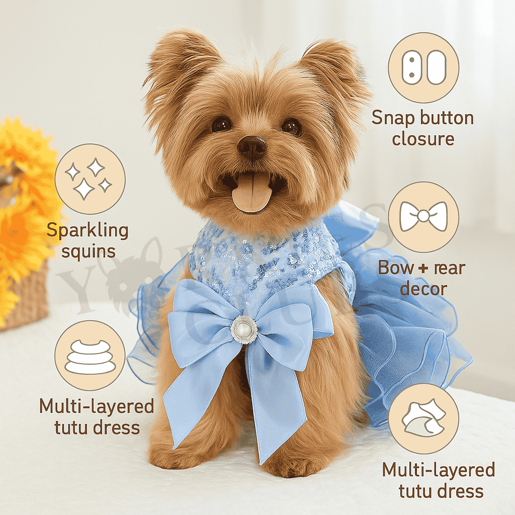 Elegant Blue Princess Dog Dress